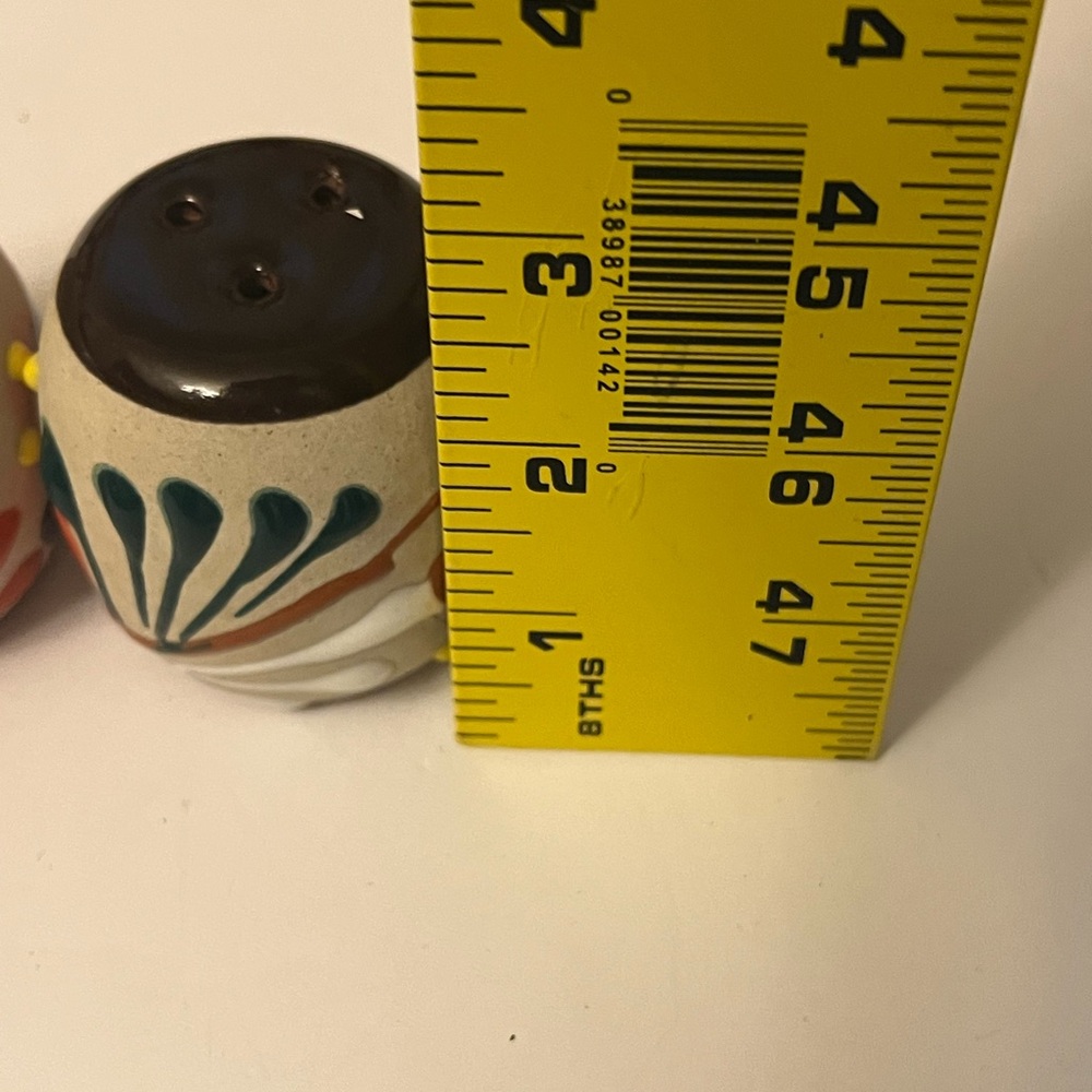 Vintage Hand-Painted Ceramic Salt & Pepper Shakers Boho Floral Design – 3” Tall - Picture 6 of 6